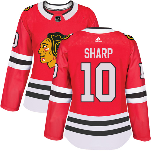 Adidas Chicago Blackhawks #10 Patrick Sharp Red Home Authentic Women Stitched NHL Jersey